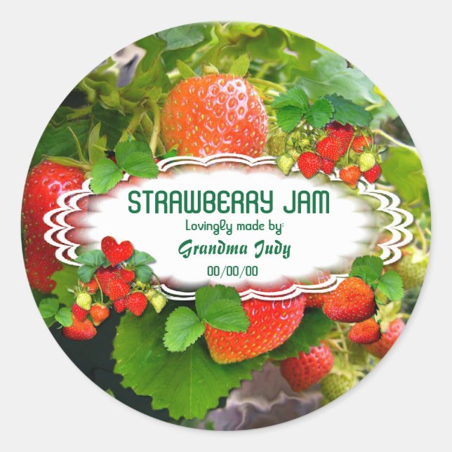Strawberries Jam ~ Oval Sticker #3 (Front)