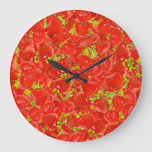 Strawberries Large Clock (Front)