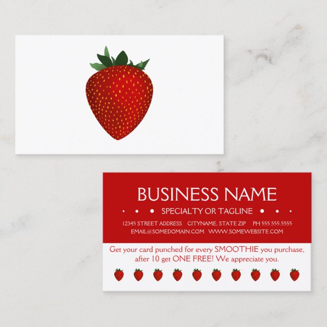 strawberries loyalty punch card (Front/Back)