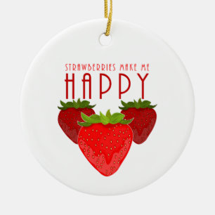 Strawberries Make Me Happy Cute Strawberry Ceramic Tree Decoration