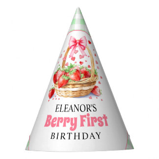 Strawberries mint green Berry First Birthday     Party Hat