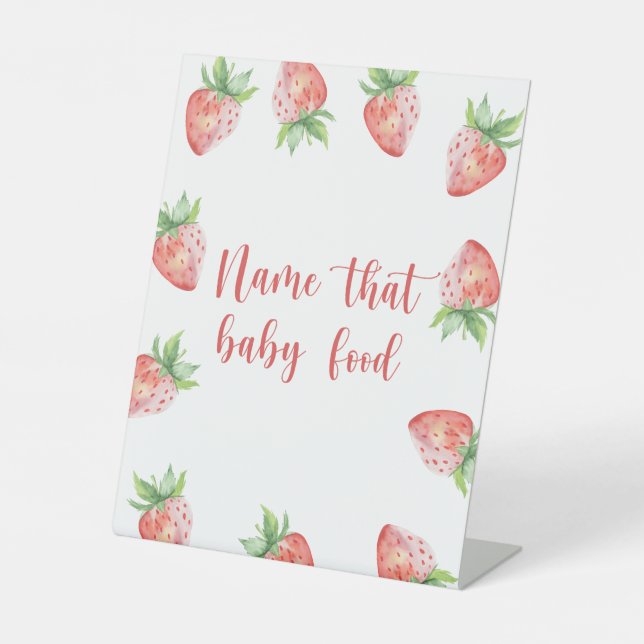 Strawberries - name that baby food pedestal sign (Front)