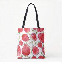 Strawberries & Ombre Monogram + Red & Green