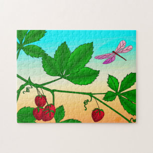 Strawberries on a Branch and Dragonfly Jigsaw Puzzle