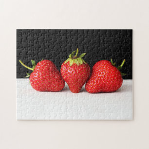Strawberries On Black Over White 11x14 252pc jpa Jigsaw Puzzle