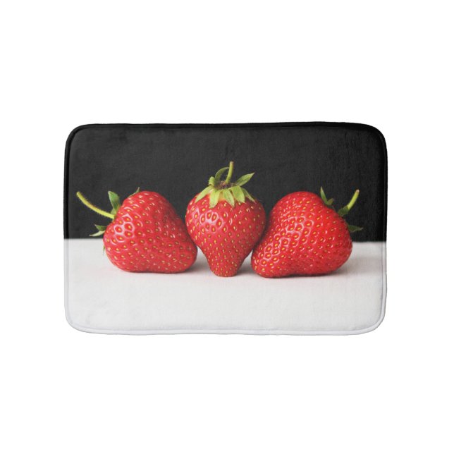 Strawberries On Black Over White bmcna Bath Mat (Front)