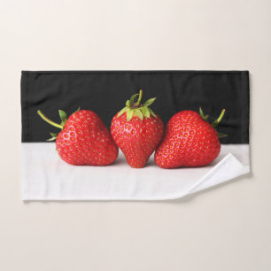 Strawberries On Black Over White btcnm Bath Towel Set