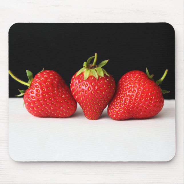Strawberries On Black Over White mpcnm Mouse Mat (Front)