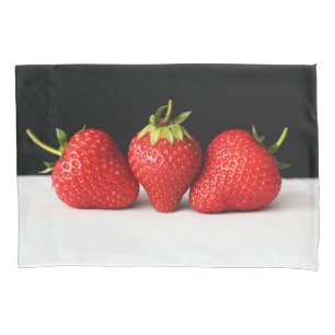 Strawberries On Black Over White pccnm Pillowcase
