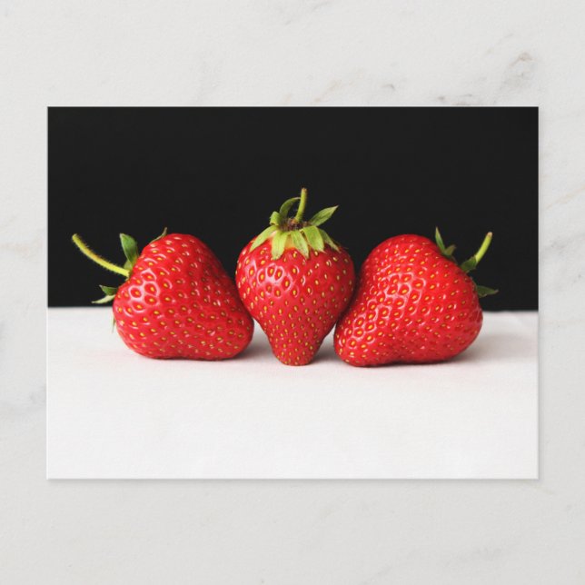 Strawberries On Black Over White pccnm Postcard (Front)
