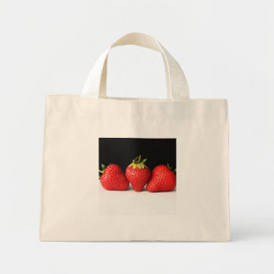 Strawberries On Black Over White ttcnm Mini Tote Bag