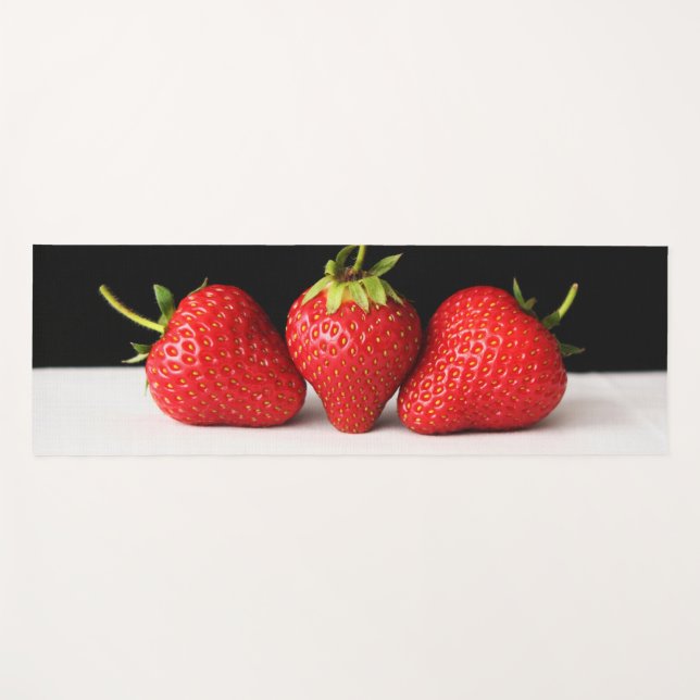 Strawberries On Black Over White ymcna Yoga Mat (Front (Horizontal))