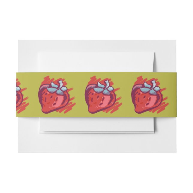 Strawberries On Gold Craft Items Invitation Belly Band (Front Example)