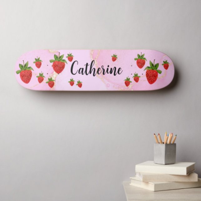 Strawberries on Pink Personal Skateboard (Creator Uploaded)