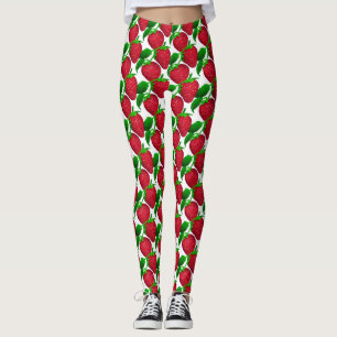 Strawberries on White Background Pattern   Leggings