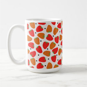 Strawberries on white coffee mug
