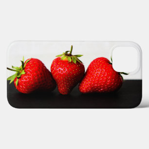 Strawberries On White Over Black iphcna iPhone 13 Case
