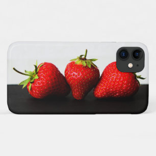 Strawberries On White Over Black iphcna iPhone 11 Case