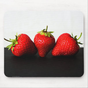 Strawberries On White Over Black mpcn Mouse Mat