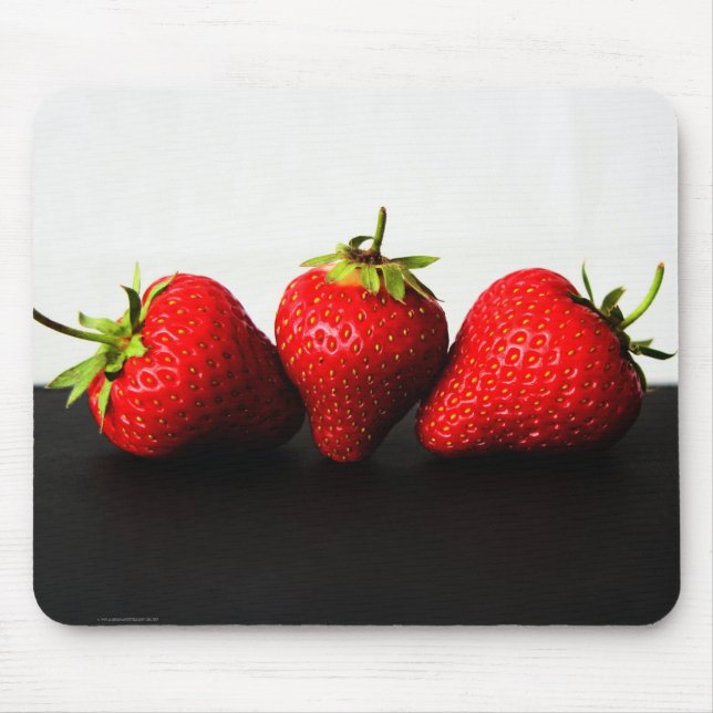 Strawberries On White Over Black mpcna Mouse Mat (Front)