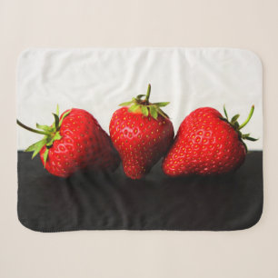 Strawberries On White Over Black sbcn Sherpa Blank Blanket