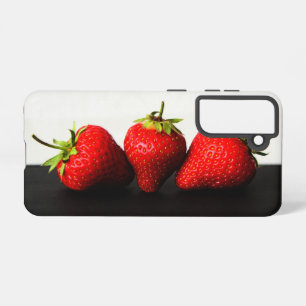 Strawberries On White over Black sgcnm Samsung Galaxy Case