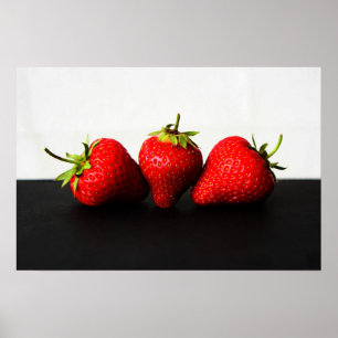 Strawberries On White Over Black wapcn Poster