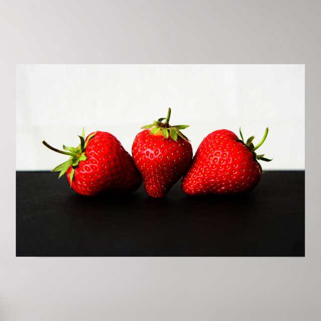 Strawberries On White Over Black wapcn Poster (Front)