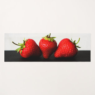 Strawberries On White Over Black ymcn Yoga Mat