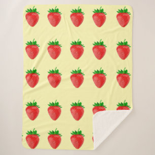 Strawberries on Yellow Sherpa Blanket