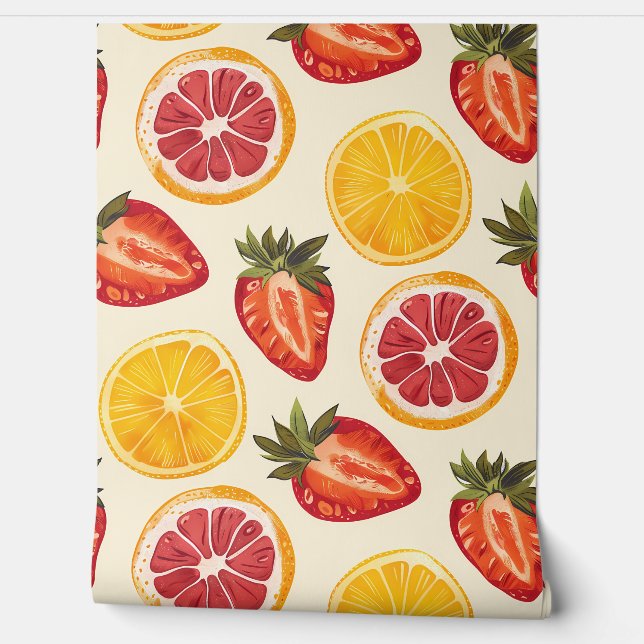 Strawberries,Oranges and Lemons Wallpaper (Unrolling)