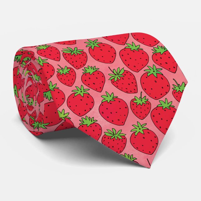 Strawberries Pattern Tie (Rolled)
