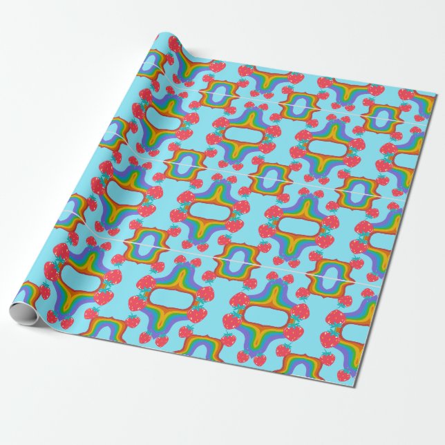 strawberries pattern wrapping paper (Unrolled)