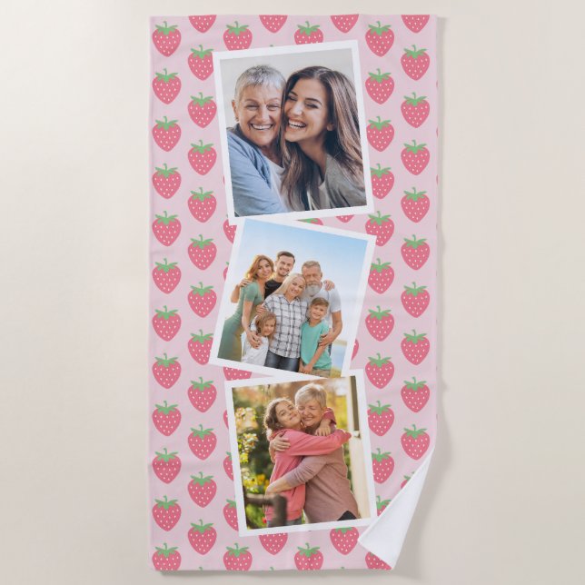 Strawberries Photo Collage  Beach Towel (Front)