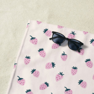 strawberries pink beach towel