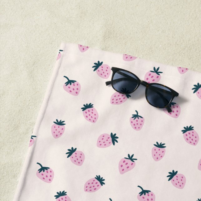 strawberries pink  beach towel (In Situ)