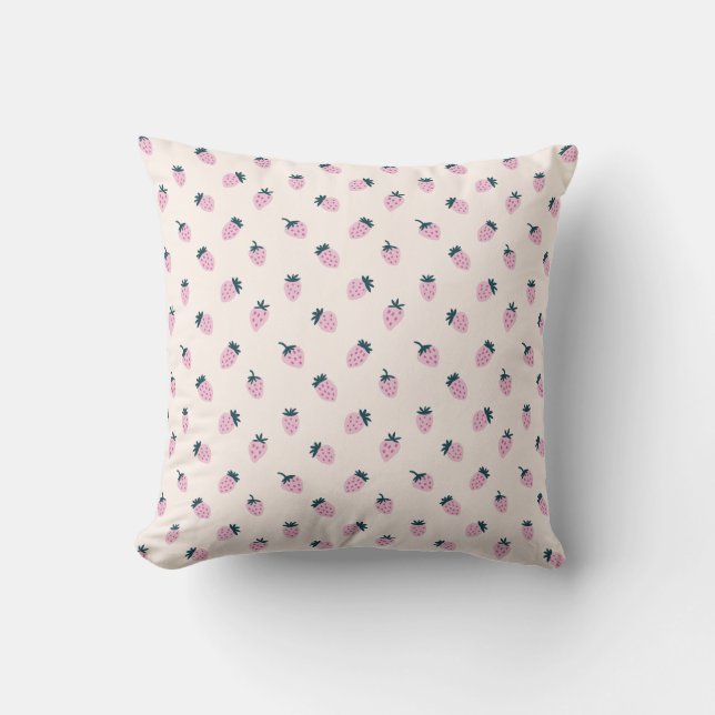 strawberries pink  cushion (Front)
