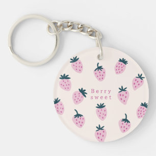 Strawberries pink key ring