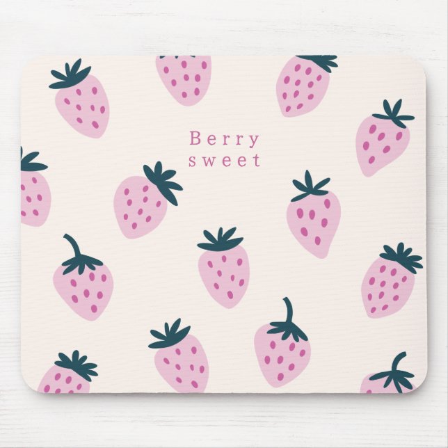Strawberries pink  mouse mat (Front)