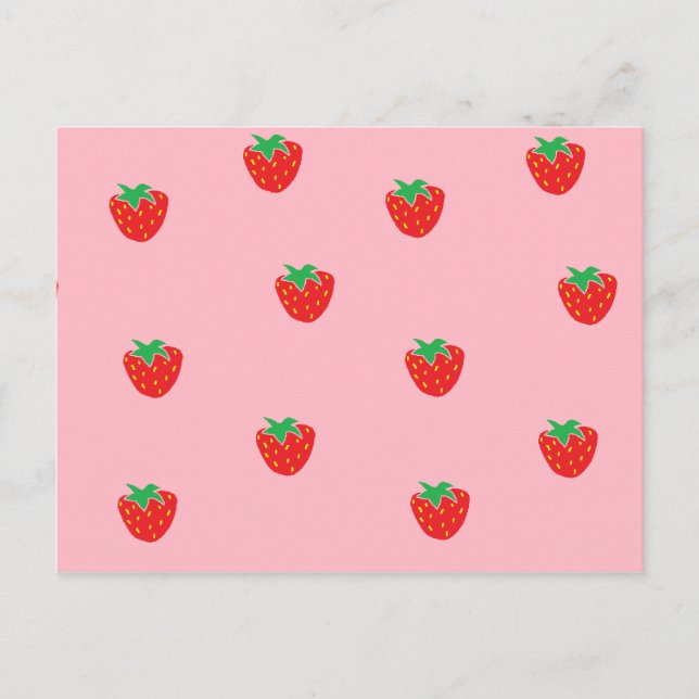 Strawberries Pink Postcard (Front)