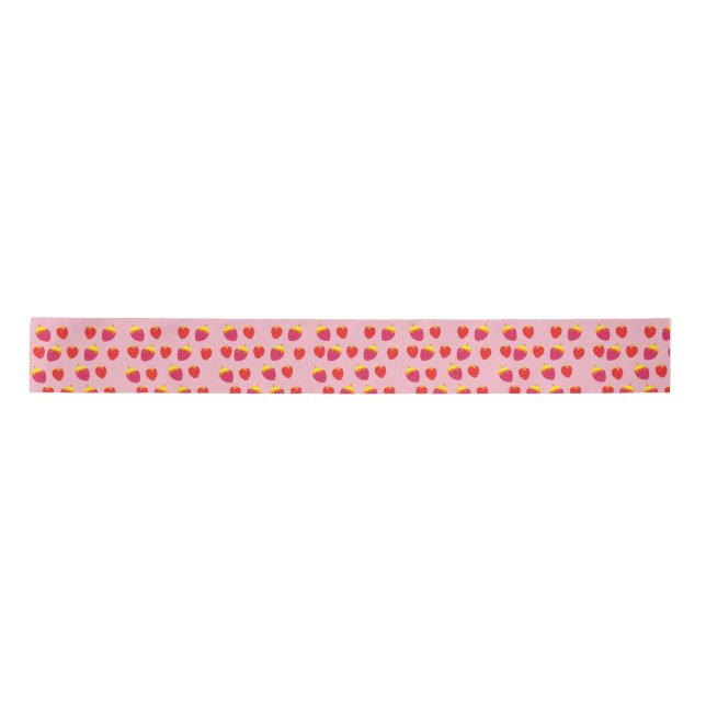 Strawberries Pink Ribbon Satin Ribbon (Front)