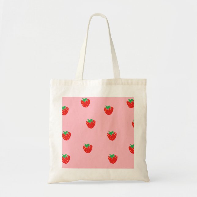 Strawberries Pink Tote Bag (Front)