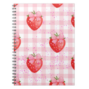 strawberries red and pink bows notebook