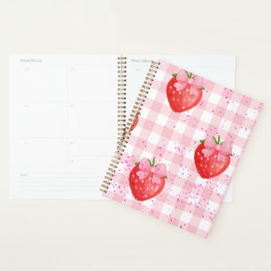 strawberries red and pink bows planner