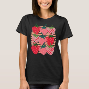 Strawberries Red Berry Summer Food Fruit Retro Str T-Shirt