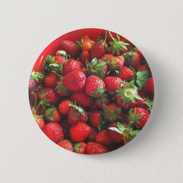 Strawberries red fruit photo 6 cm round badge (Front)