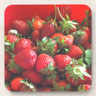 Strawberries red fruit photo coaster