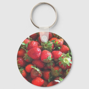 Strawberries red fruit photo key ring