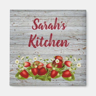 Strawberries Rustic Custom Name Personalised Magnet