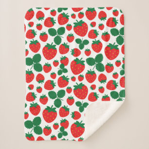 Strawberries Sherpa Blanket